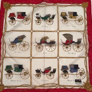 NWT Celine Red and Gold Carriage Scarf